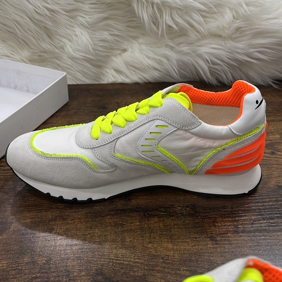 Voile Blanche Mens Sneaker White Neon Yellow and Orange Suede Shoes Size… - Picture 8 of 13